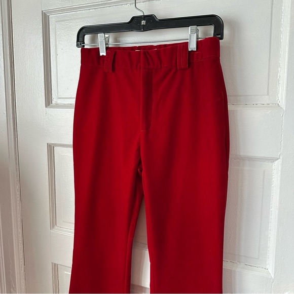 Steve Madden Red Velvet Flare Leg Pants XS Stretch High Rise NWT Romantic Fairy - Picture 4 of 14